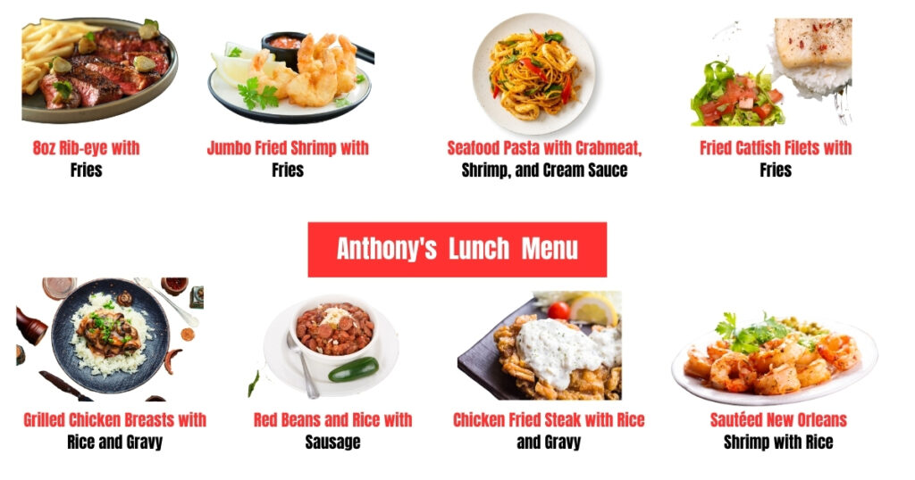 Anthony's Prime Steak and Seafood Menu Lunch  