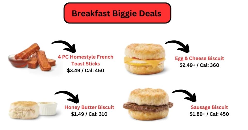 Wendy's Menu breakfast biggie deals