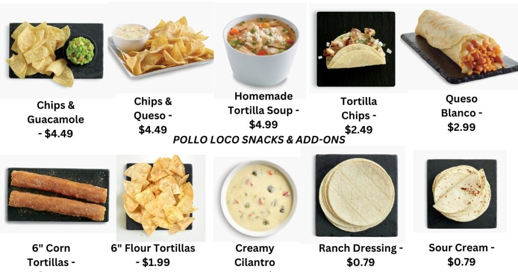 POLLO LOCO MENU SNACKS & ADD-ONS