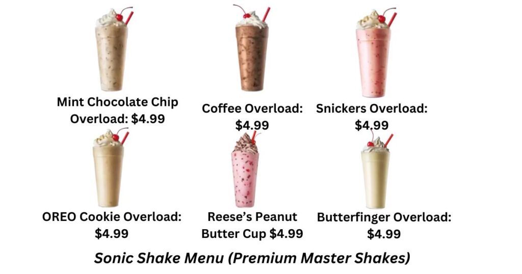 Sonic Shake Menu (Premium Master Shakes)