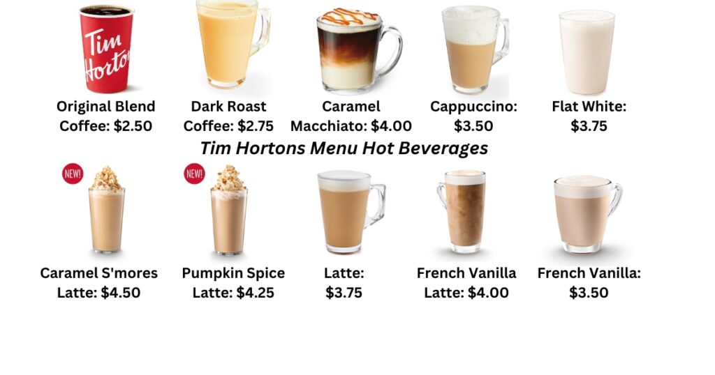 Tim Hortons Menu Hot Beverages