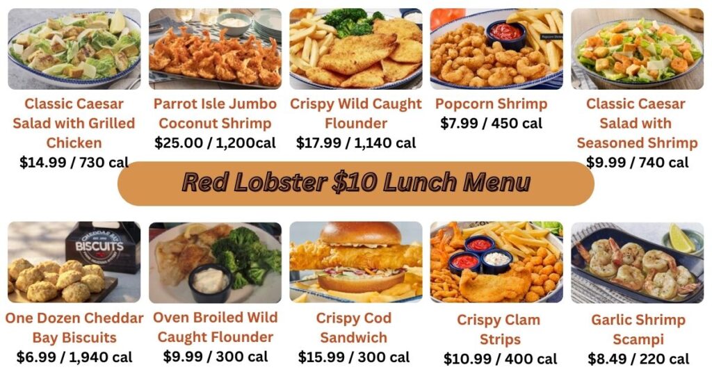 Red Lobster $10 Lunch Menu