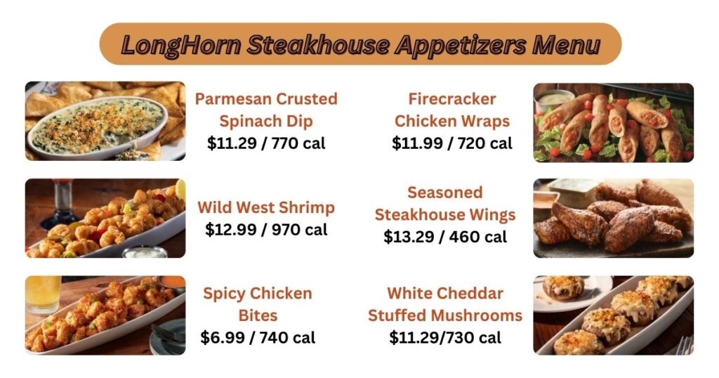 LongHorn Steakhouse Appetizers Menu