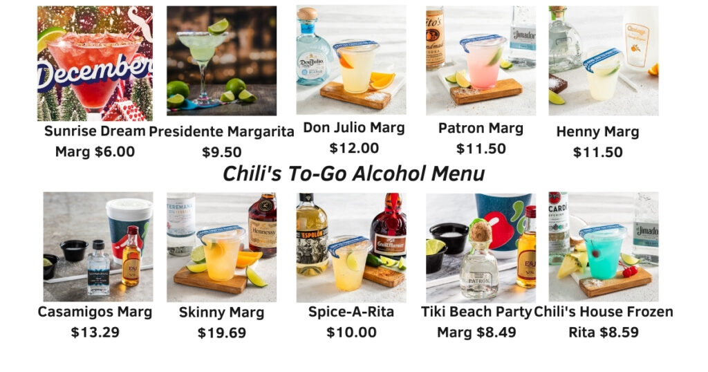 Chili's To-Go Alcohol Menu