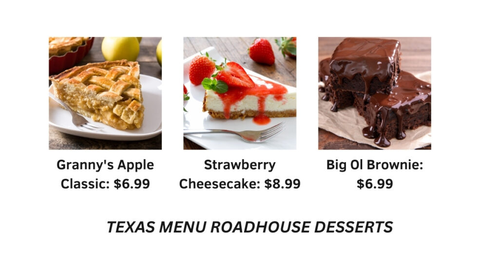 TEXAS MENU ROADHOUSE DESSERTS