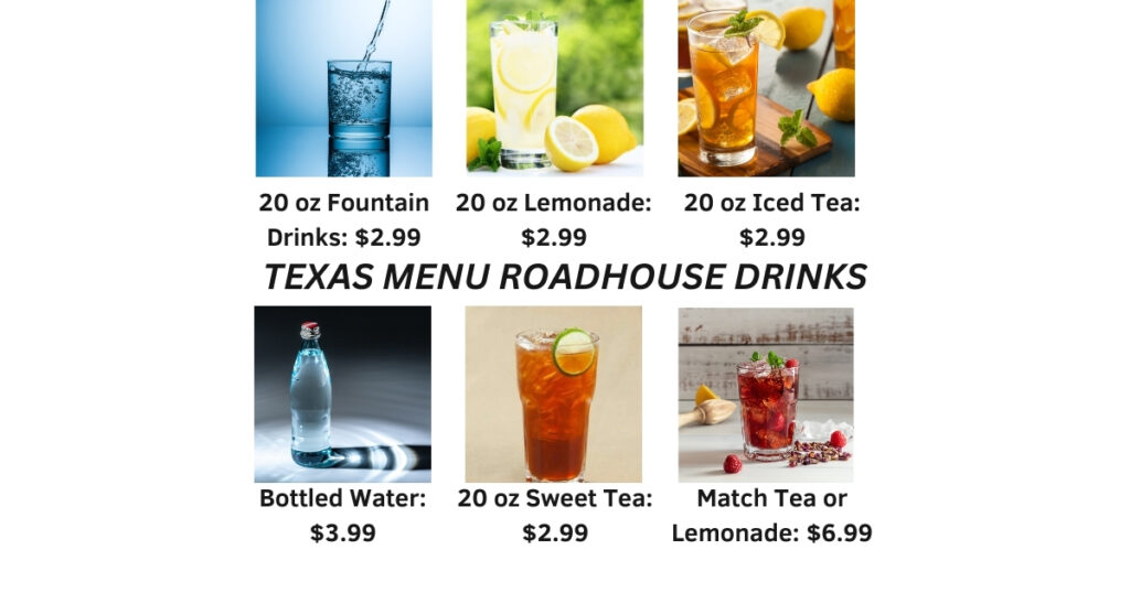 TEXAS MENU ROADHOUSE DRINKS