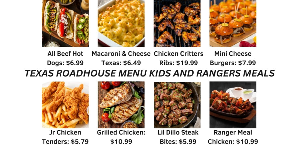 TEXAS ROADHOUSE MENU KIDS AND RANGERS MEALS