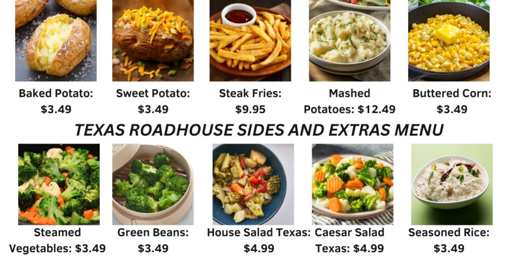 TEXAS ROADHOUSE SIDES AND EXTRAS MENU